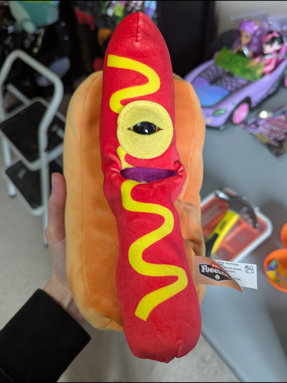 Fuggler Plush Hot Dog with Mustard